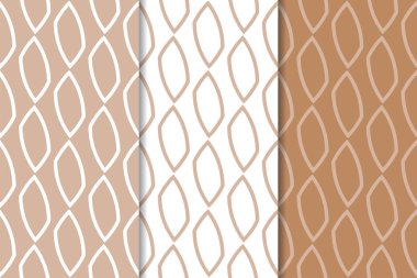 Kahverengi ve beyaz geometrik süsler. Web, Tekstil ve duvar kağıtları için dikişsiz desen seti