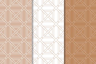 Web, Tekstil ve duvar kağıtları için dikişsiz desen kahverengi ve beyaz geometrik dizi