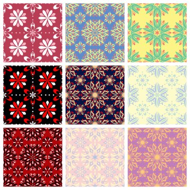 Renkli çiçek öğeleri kümesiyle. Çiçek seamless modeli. 