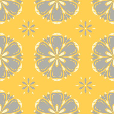 Sorunsuz çiçek desenli. Parlak sarı arka plan duvar kağıtları, Tekstil ve kumaş için çiçek tasarımları ile