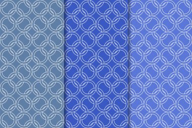 Mavi geometrik süsler. Web, Tekstil ve duvar kağıtları için dikey Dikişsiz desen seti