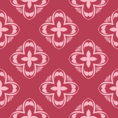 Kırmızı zemin üzerine çiçek süsleme. Tekstil ve duvar kağıtları için seamless modeli