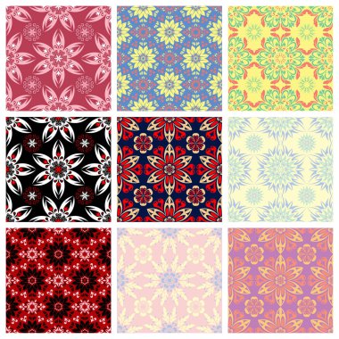 Renkli çiçek öğeleri kümesiyle. Çiçek seamless modeli. 