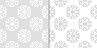 Işık gri çiçek süs tasarımlar. Tekstil ve duvar kağıtları için dikişsiz desen seti