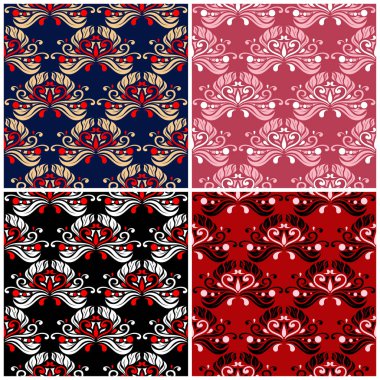 Duvar kağıtları, Tekstil ve kumaş çiçek desenleri ile sorunsuz kökenden ayarla