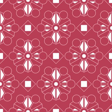 Geometrik arka plan. Kırmızı ve bej Dikişsiz desen duvar kağıtları, Tekstil ve kumaş için