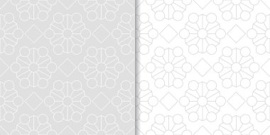 Işık gri geometrik süsler. Web, Tekstil ve duvar kağıtları için dikişsiz desen seti