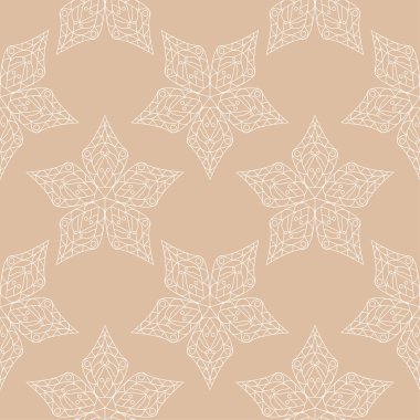 Bej ve beyaz çiçek süsleme. Tekstil ve duvar kağıtları için seamless modeli