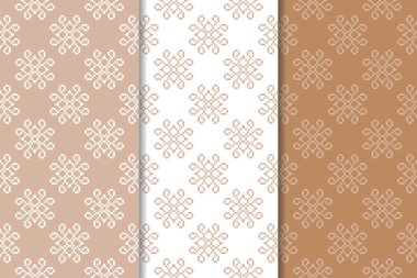 Kahverengi çiçek süsler. Tekstil ve duvar kağıtları için dikey Dikişsiz desen seti