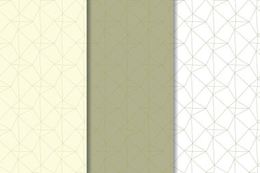 Zeytin yeşili ve beyaz geometrik süsler. Web, Tekstil ve duvar kağıtları için dikey Dikişsiz desen seti
