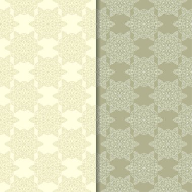 Zeytin yeşili çiçek arka planlar. Tekstil ve duvar kağıtları için dikişsiz desen seti