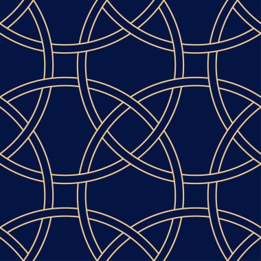 Altın mavi geometrik süsleme. Web, Tekstil ve duvar kağıtları için seamless modeli