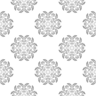 Beyaz ve gri çiçek süsleme. Tekstil ve duvar kağıtları için seamless modeli