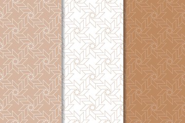 Geometrik süsler kümesi. Kahverengi ve beyaz Dikişsiz desen web, Tekstil ve duvar kağıtları için