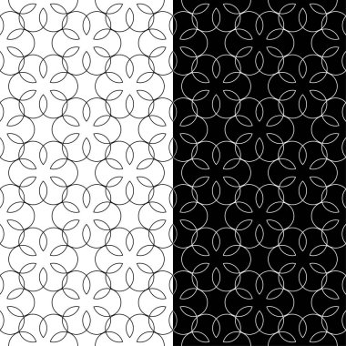 Siyah ve beyaz geometrik yazdırır. Web, Tekstil ve duvar kağıtları için dikişsiz desen seti