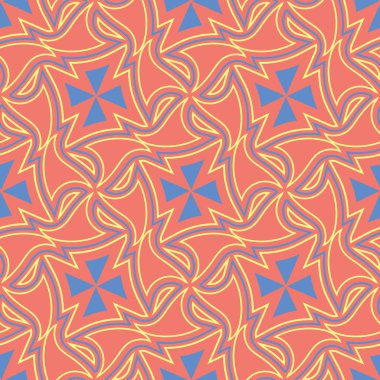 Turuncu seamless modeli. Parlak geometrik arka plan duvar kağıtları ve Tekstil için mavi ve sarı tasarımı ile