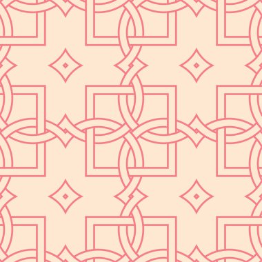 Kırmızı ve bej geometrik süsleme. Web, Tekstil ve duvar kağıtları için seamless modeli