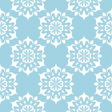 Lacivert zemin üzerine beyaz çiçek süsleme. Tekstil ve duvar kağıtları için seamless modeli