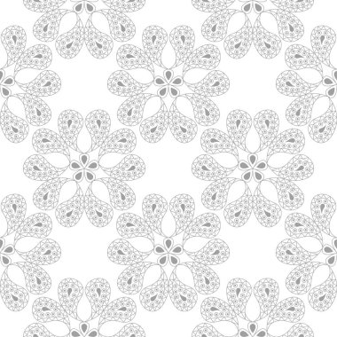 Beyaz arka plan üzerine açık gri çiçek süsleme. Tekstil ve duvar kağıtları için seamless modeli