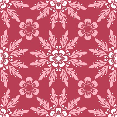 Kırmızı ve bej çiçek seamless modeli. Soluk kırmızı renkli bir arka plan duvar kağıtları ve tekstil