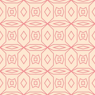 Kırmızı ve bej geometrik süsleme. Web, Tekstil ve duvar kağıtları için seamless modeli