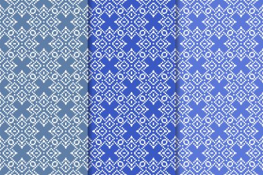 Çiçek süsler kümesi. Mavi dikey Dikişsiz desen. Duvar kağıdı arka plan