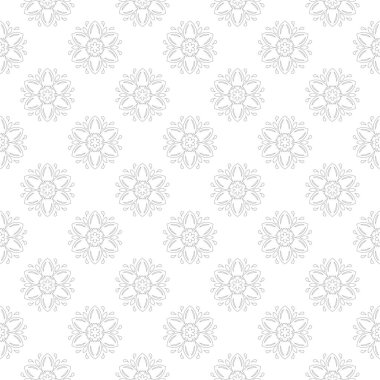 Işık gri ve beyaz çiçek süsleme. Tekstil ve duvar kağıtları için seamless modeli