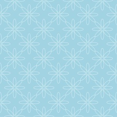 Mavi zemin üzerine beyaz çiçek desenli. Tekstil ve duvar kağıtları için sorunsuz süsleme