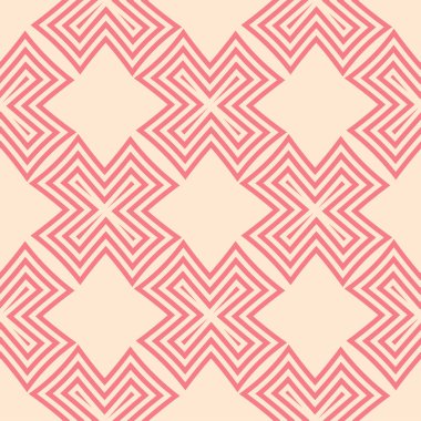 Geometrik süsleme pembe ve bej. Web, Tekstil ve duvar kağıtları için seamless modeli