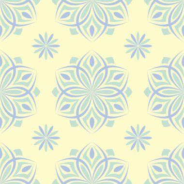 Çiçek bej seamless modeli. Bej renkli arka plan duvar kağıtları, Tekstil ve kumaş için mavi ve yeşil ışık çiçek tasarımları ile