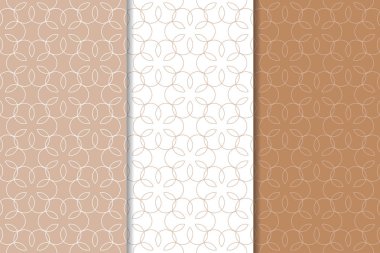 Web, Tekstil ve duvar kağıtları için geometrik Dikişsiz desen kahverengi ve beyaz set