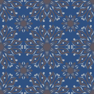 Sorunsuz çiçek desenli. Koyu mavi arka plan duvar kağıtları, Tekstil ve kumaş için çiçek tasarımları ile