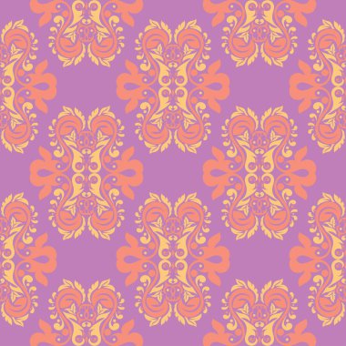 Çiçek seamless modeli. Tekstil ve duvar kağıtları için renkli tasarımı ile parlak mor arka plan