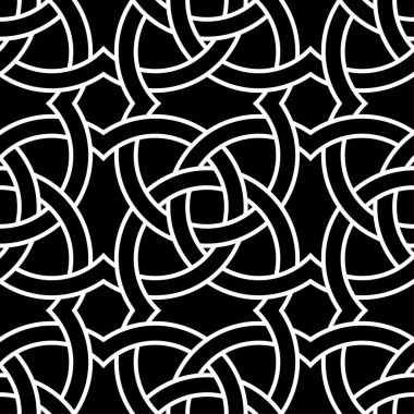 Siyah ve beyaz geometrik süsleme. Web, Tekstil ve duvar kağıtları için seamless modeli