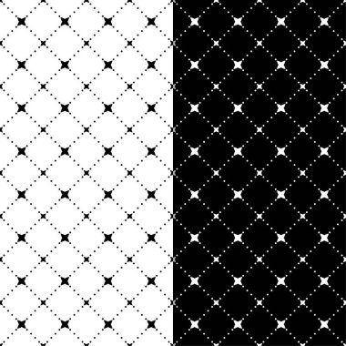 Geometrik süsler kümesi. Web, Tekstil ve duvar kağıtları için siyah ve beyaz Dikişsiz desen