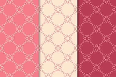 Geometrik süsler kümesi. Web, Tekstil ve duvar kağıtları için kiraz kırmızı Dikişsiz desen