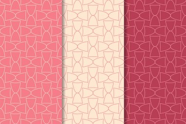 Kiraz kırmızısı geometrik süsler. Web, Tekstil ve duvar kağıtları için dikey Dikişsiz desen seti