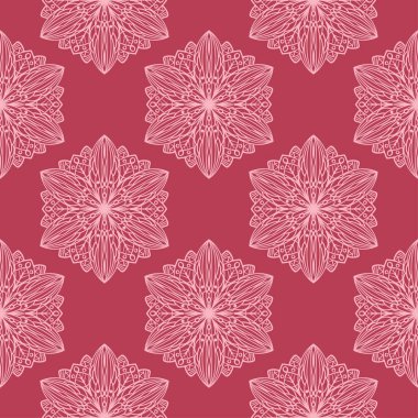 Çiçek tasarım kırmızı zemin üzerine. Tekstil ve duvar kağıtları için seamless modeli