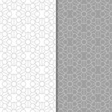 Geometrik süsler kümesi. Gri ve beyaz Dikişsiz desen web, Tekstil ve duvar kağıtları için