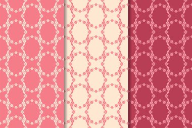 Çiçek süsler kümesi. Kiraz kırmızısı dikey Dikişsiz desen. Duvar kağıdı arka plan