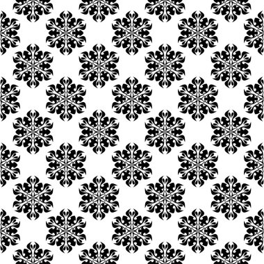 Siyah beyaz tek renkli çiçek süsleme. Tekstil ve duvar kağıtları için seamless modeli