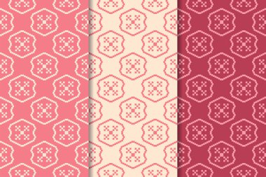 Web, Tekstil ve duvar kağıtları için dikey Dikişsiz desen kiraz kırmızı geometrik dizi