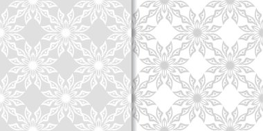 Işık gri çiçek süs tasarımlar. Tekstil ve duvar kağıtları için dikişsiz desen seti