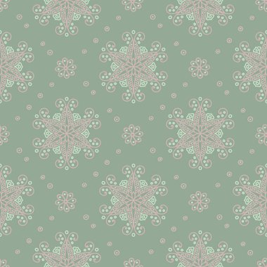 Çiçek seamless modeli. Zeytin yeşili arka plan duvar kağıtları, Tekstil ve kumaş için soluk pembe çiçek öğeleri ile