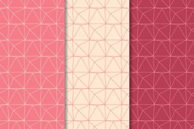 Kiraz kırmızısı geometrik süsler. Web, Tekstil ve duvar kağıtları için dikey Dikişsiz desen seti