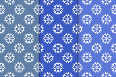 Mavi çiçekli süsler. Dikey Dikişsiz desen seti. Duvar kağıdı arka plan