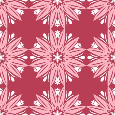 Kırmızı çiçek seamless modeli. Soluk kırmızı ve bej renkli arka plan duvar kağıtları, Tekstil ve kumaş için