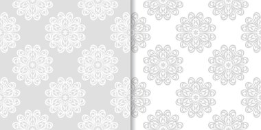 Işık gri çiçek arka planlar. Tekstil ve duvar kağıtları için dikişsiz desen seti