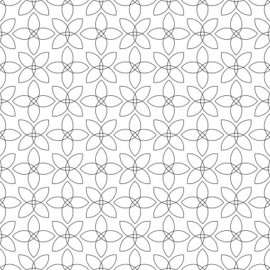 Beyaz arka planda siyah geometrik süsleme. Web, Tekstil ve duvar kağıtları için seamless modeli