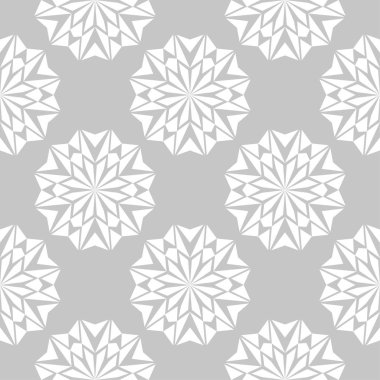 Gri arka plan üzerinde beyaz çiçek tasarım. Tekstil ve duvar kağıtları için seamless modeli